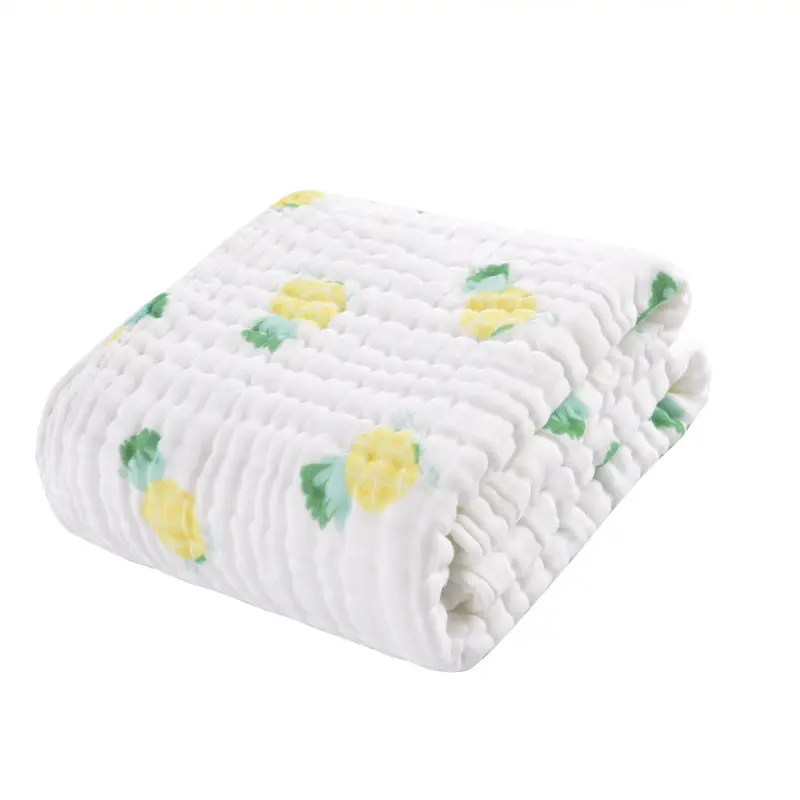 Six Layer Pure Cotton Printed Baby Bath Towel Cotton Gauze High-density Bed Sheet Bag Summer Thin Children's Bath Towel Diaper