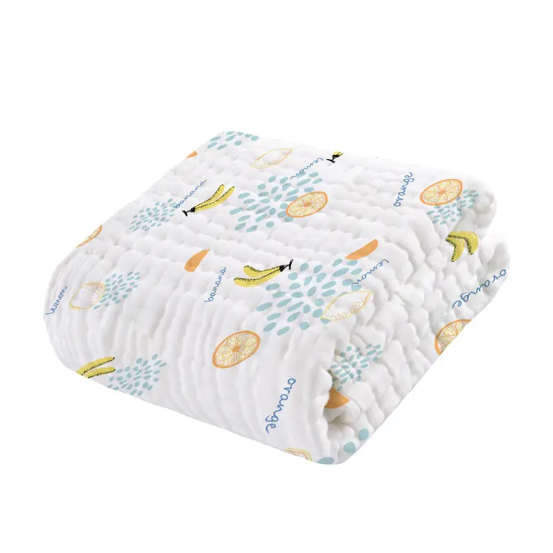 Six Layer Pure Cotton Printed Baby Bath Towel Cotton Gauze High-density Bed Sheet Bag Summer Thin Children's Bath Towel Diaper