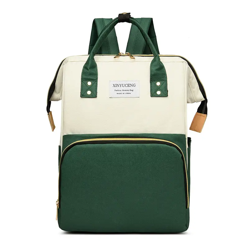 Mommy Bag 2024 New Simple and Casual Color Contrast Backpack Mother and Baby Mother Go Out Fashion Multi-functional Backpack