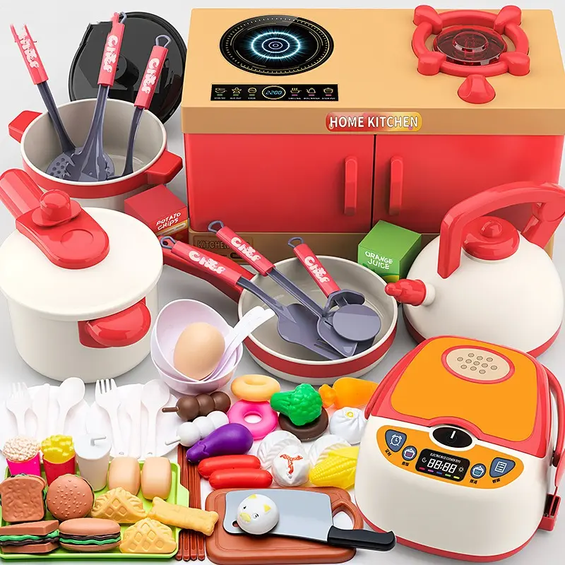 70Pcs/set Children's Play Home Mini Kitchen Stove Toys Simulation Kitchenware Cooking Set Boy and Girl Birthday Gifts Kids Toys