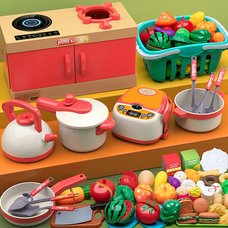 70Pcs/set Children's Play Home Mini Kitchen Stove Toys Simulation Kitchenware Cooking Set Boy and Girl Birthday Gifts Kids Toys