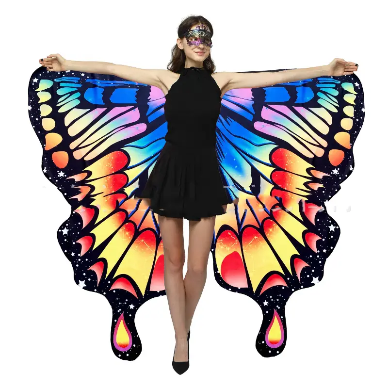 Hotselling Butterfly Wings Cosplay Cape For Adults Halloween Costume Belly Dance Performance Accessories Rainbow Capes Cloaks