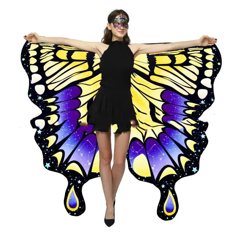 Hotselling Butterfly Wings Cosplay Cape For Adults Halloween Costume Belly Dance Performance Accessories Rainbow Capes Cloaks
