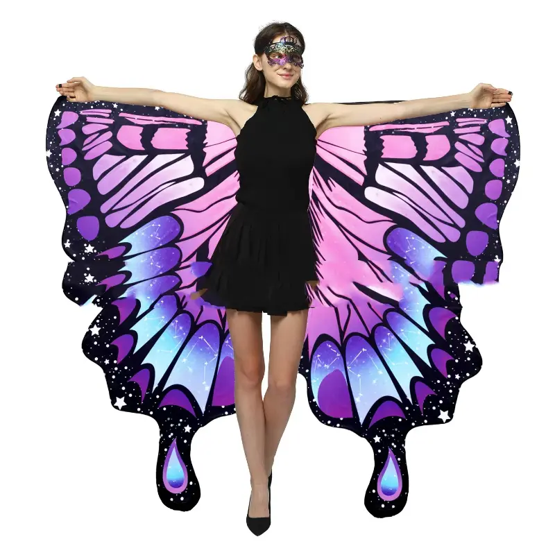 Hotselling Butterfly Wings Cosplay Cape For Adults Halloween Costume Belly Dance Performance Accessories Rainbow Capes Cloaks
