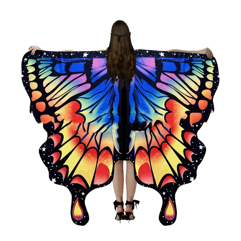 Hotselling Butterfly Wings Cosplay Cape For Adults Halloween Costume Belly Dance Performance Accessories Rainbow Capes Cloaks