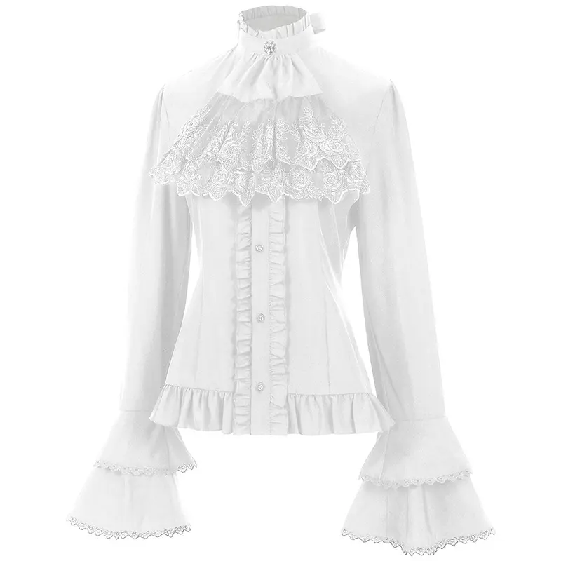 Medieval Performance Costume European and American Women's Pleated Shirt Steampunk Top Inner Outfit for Halloween