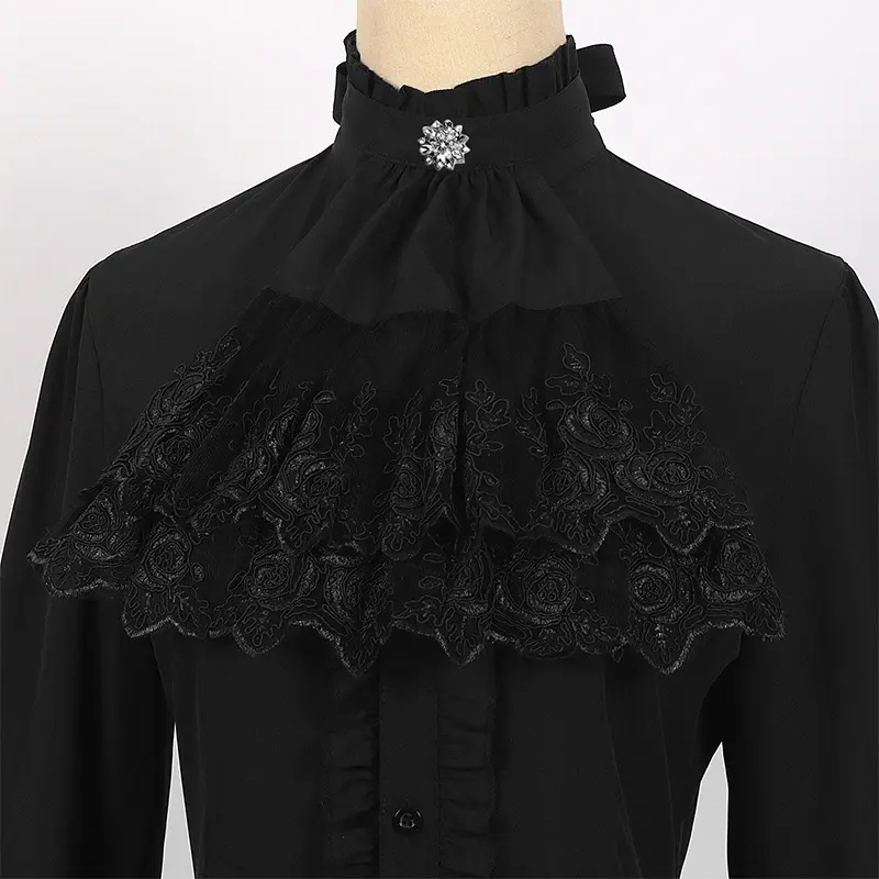 Medieval Performance Costume European and American Women's Pleated Shirt Steampunk Top Inner Outfit for Halloween