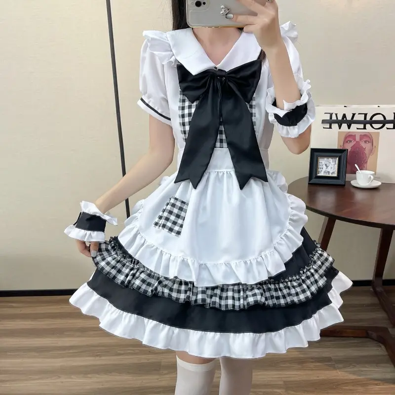 Restaurant Maid Cute Maid Lolita Maid Outfit Sexy Japanese Niche Cosplay Maid Uniform Dress Dirt Resistant Plus Size Comfortable