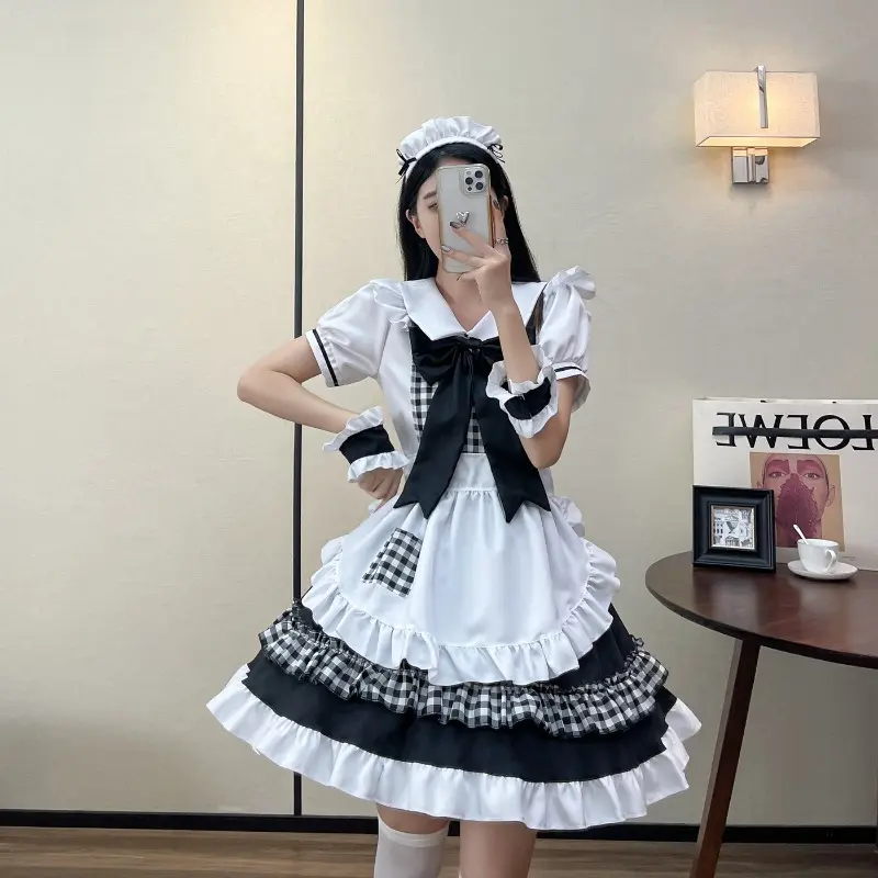 Restaurant Maid Cute Maid Lolita Maid Outfit Sexy Japanese Niche Cosplay Maid Uniform Dress Dirt Resistant Plus Size Comfortable