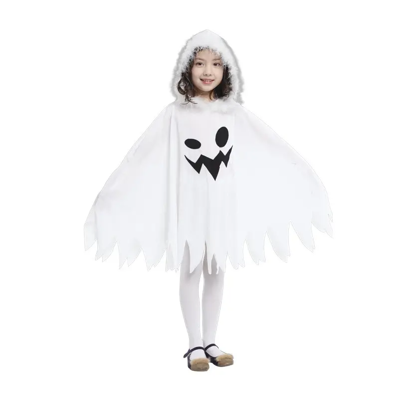 Halloween Black White Cloak Costumes Boys Girls Cotton Festival Clothing Poncho Funny Cosplay Clothes Ghostes Costume Cape