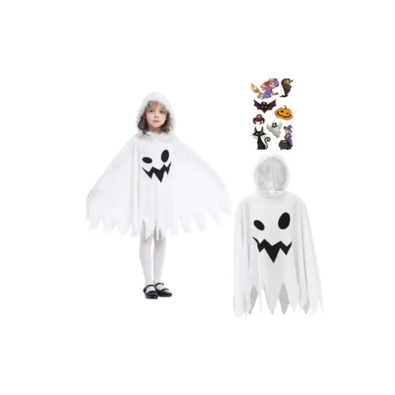 Halloween Black White Cloak Costumes Boys Girls Cotton Festival Clothing Poncho Funny Cosplay Clothes Ghostes Costume Cape