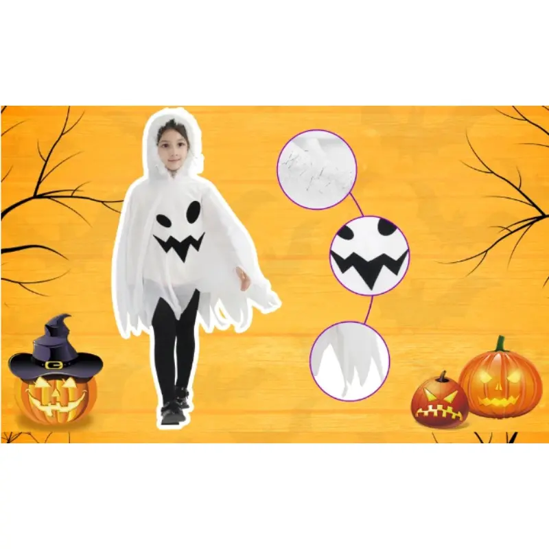 Halloween Black White Cloak Costumes Boys Girls Cotton Festival Clothing Poncho Funny Cosplay Clothes Ghostes Costume Cape