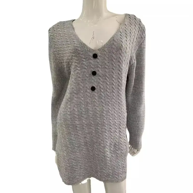 New Autumn and Winter New Knitted Skirt V-neck Slimming Sexy Tight Fitting Medium and Long Styles Temperament Solid Color Dress