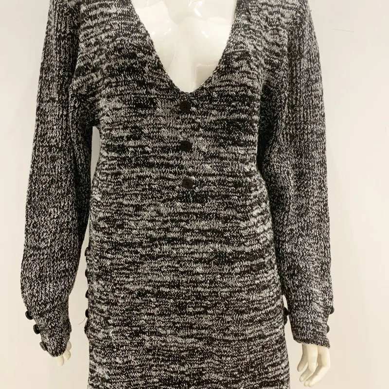 New Autumn and Winter New Knitted Skirt V-neck Slimming Sexy Tight Fitting Medium and Long Styles Temperament Solid Color Dress