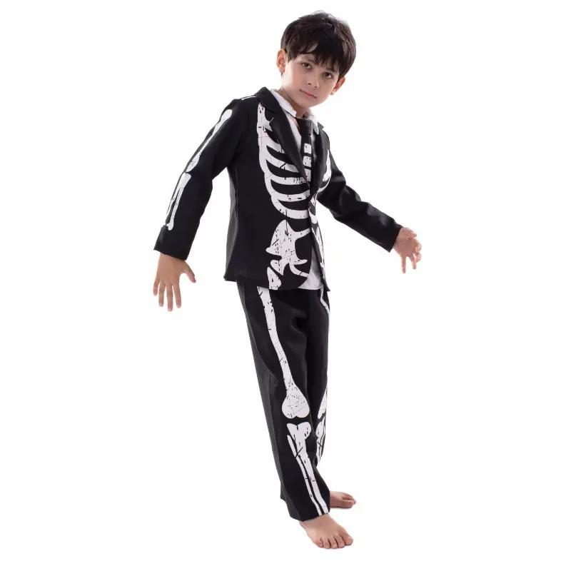Hot Sale Child Halloween Zombie Skeleton Glow In The Dark Costume Cosplay Jumpsuit Kids Fancy Dress Carnival Theme Party Lovers