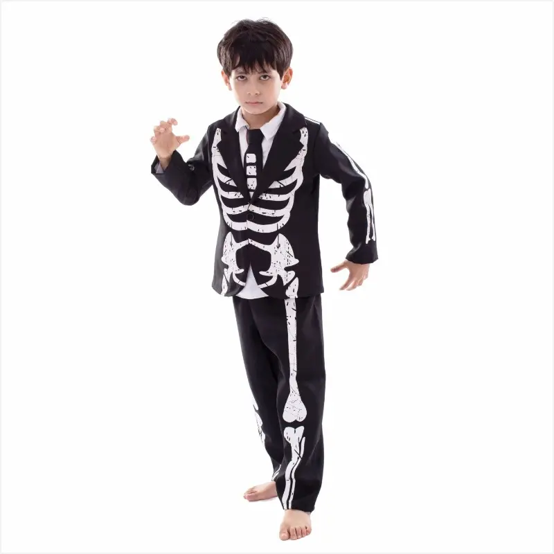 Hot Sale Child Halloween Zombie Skeleton Glow In The Dark Costume Cosplay Jumpsuit Kids Fancy Dress Carnival Theme Party Lovers