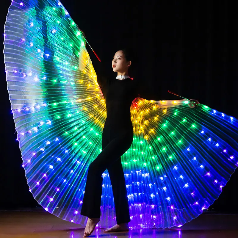 LED Luminescent Color Cloak Adult Children Dancers Luminous Butterfly Isis Wing Stage Performance Belly Dancing Party Photo Prop