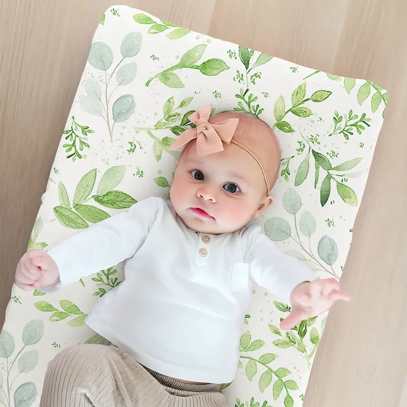 Baby Touch Massage Table Changing Outer Cover Bristles Super Soft and Elastic Watercolor Printing Care Table Change Coat