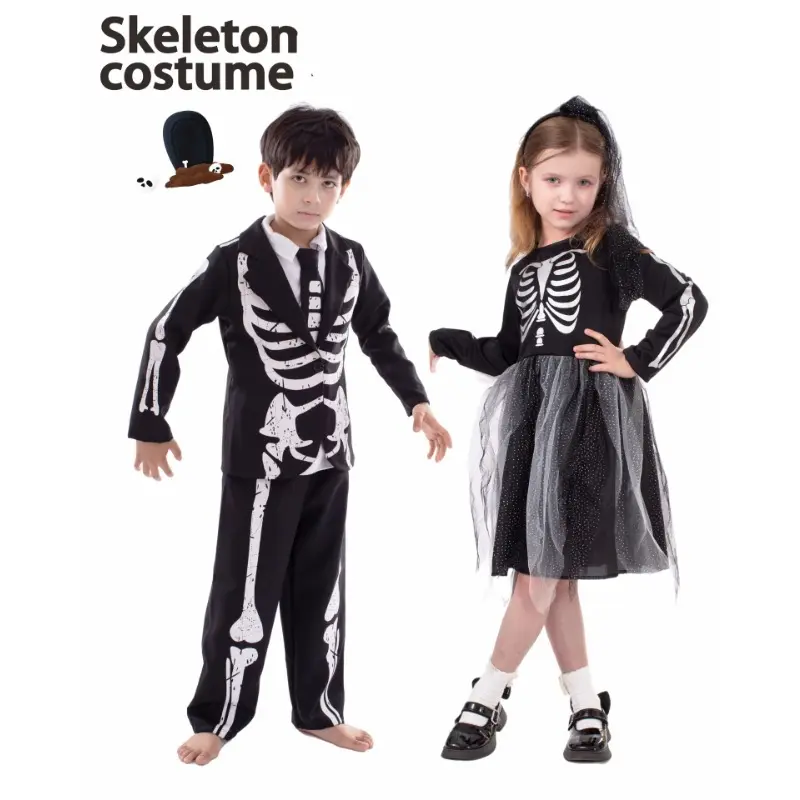 Hot Sale Child Halloween Zombie Skeleton Glow In The Dark Costume Cosplay Jumpsuit Kids Fancy Dress Carnival Theme Party Lovers