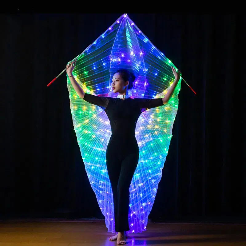 LED Luminescent Color Cloak Adult Children Dancers Luminous Butterfly Isis Wing Stage Performance Belly Dancing Party Photo Prop