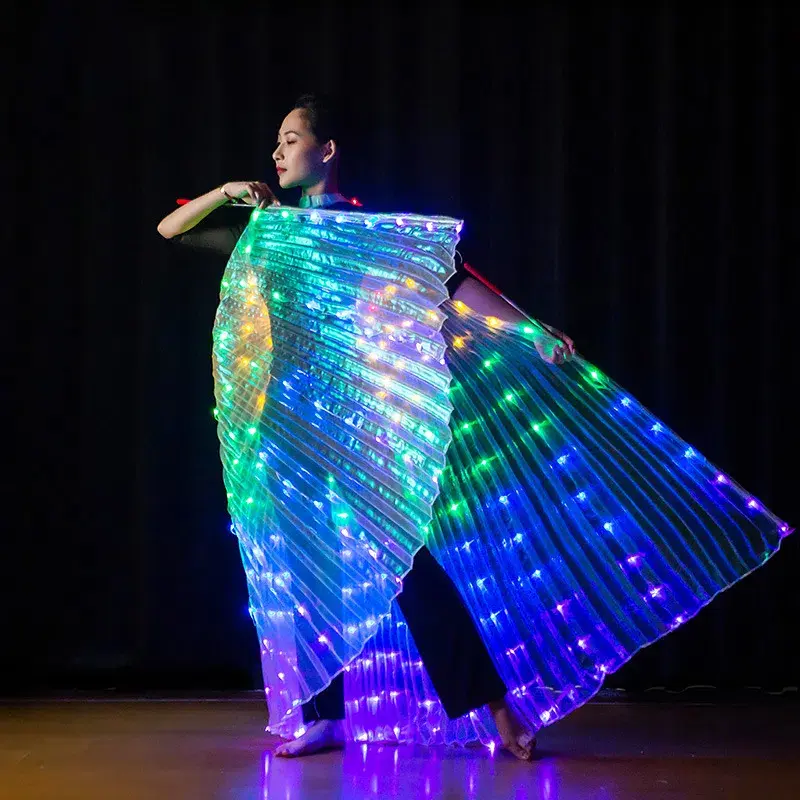 LED Luminescent Color Cloak Adult Children Dancers Luminous Butterfly Isis Wing Stage Performance Belly Dancing Party Photo Prop