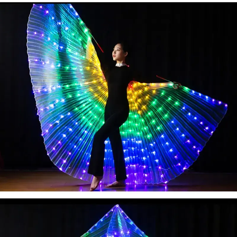 LED Luminescent Color Cloak Adult Children Dancers Luminous Butterfly Isis Wing Stage Performance Belly Dancing Party Photo Prop