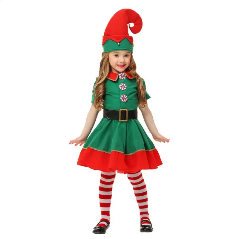 Kids Adult Christmas Clothing Set Kids Tops Pants Hat Belt Children Xmas Clothes Boy Girl Birthday Outfit Elves Costume