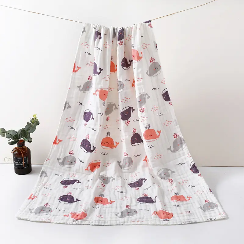 Baby Bath Towel Blanket Coral Velvet 4-layer 100% Cotton Gauze Newborn Bathrobe Bath Towel Face Towel Newborn Cover