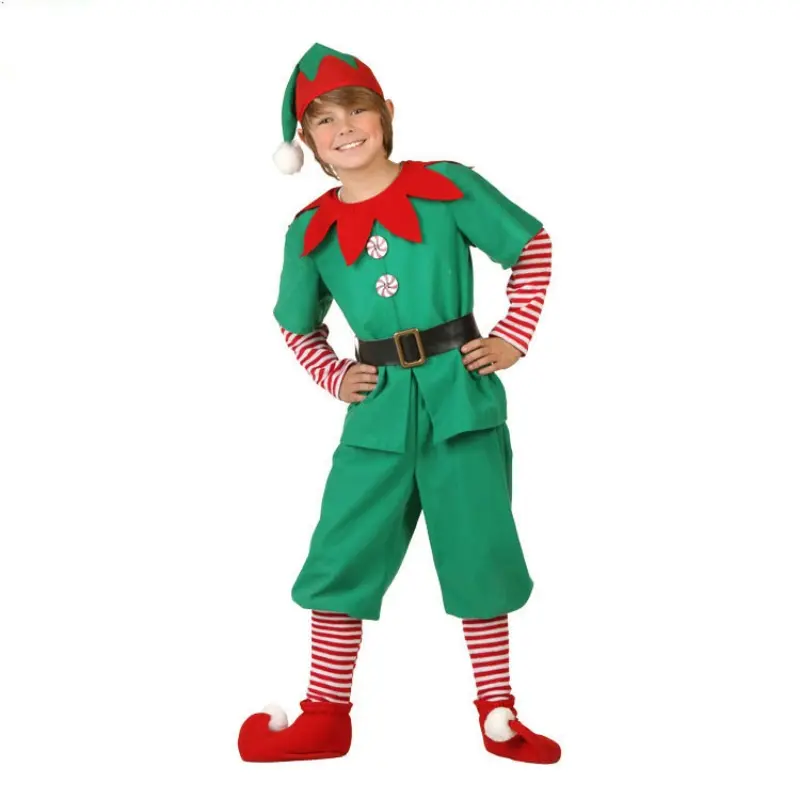 Kids Adult Christmas Clothing Set Kids Tops Pants Hat Belt Children Xmas Clothes Boy Girl Birthday Outfit Elves Costume