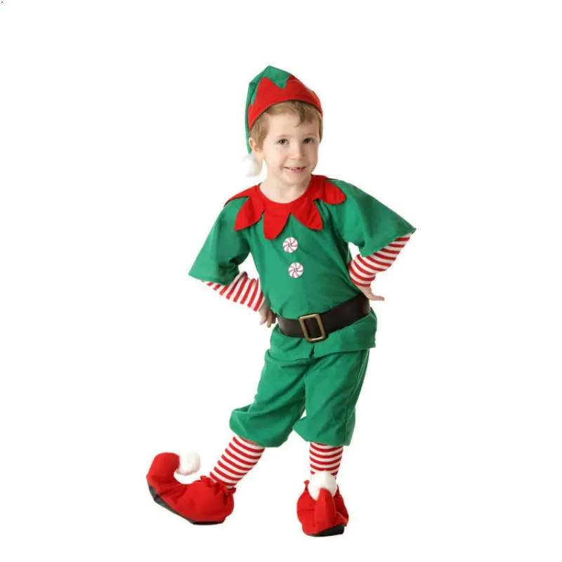 Kids Adult Christmas Clothing Set Kids Tops Pants Hat Belt Children Xmas Clothes Boy Girl Birthday Outfit Elves Costume