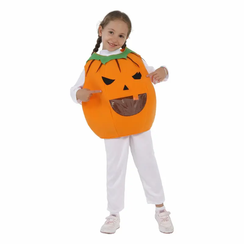Baby Girl Halloween Pumpkin Children Costume Cosplay Kids Children Dress Clothing Set Headband Pumpkin Bag Pumpkin Cover