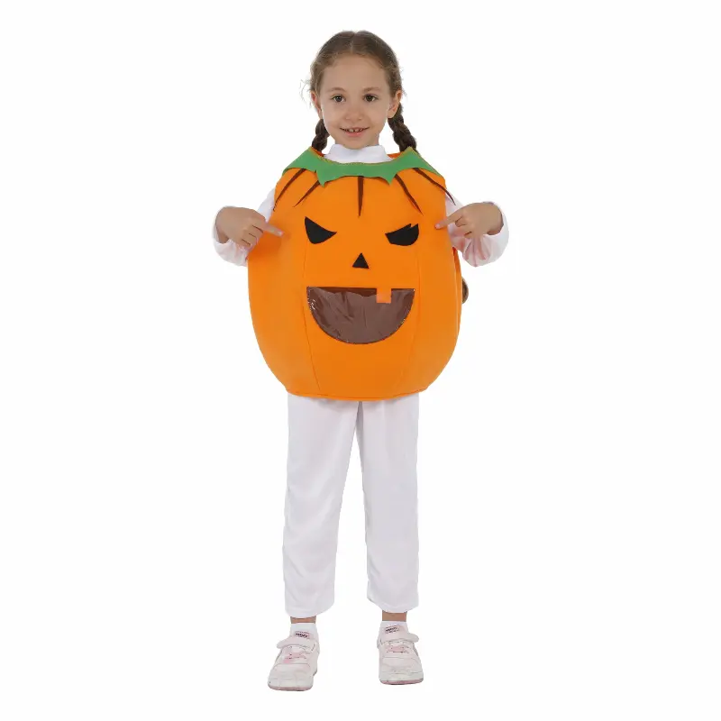 Baby Girl Halloween Pumpkin Children Costume Cosplay Kids Children Dress Clothing Set Headband Pumpkin Bag Pumpkin Cover