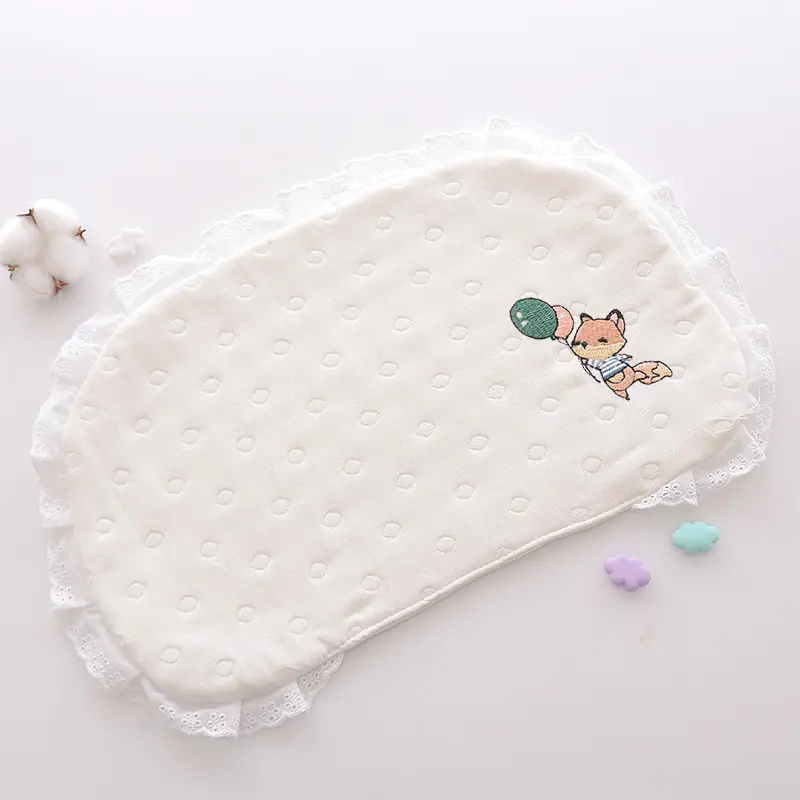 12 Layer Lace Cotton Pure Cotton Baby Gauze Pillow for Newborns Baby Flat Pillow Bedding Sweat Absorbing and Breathable