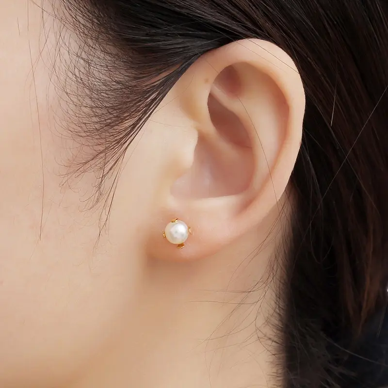 Two Pairs Steel Ear Studs Small Pearl Earrings Simple Exquisite Elegant Girls Earrings Fashion Firm Claws Gold
