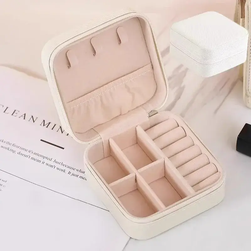 2pcs Jewelry Storage Box Portable Home Travel Earrings Necklace Storage Case for Women Ring Organizer PU Leather Display Case