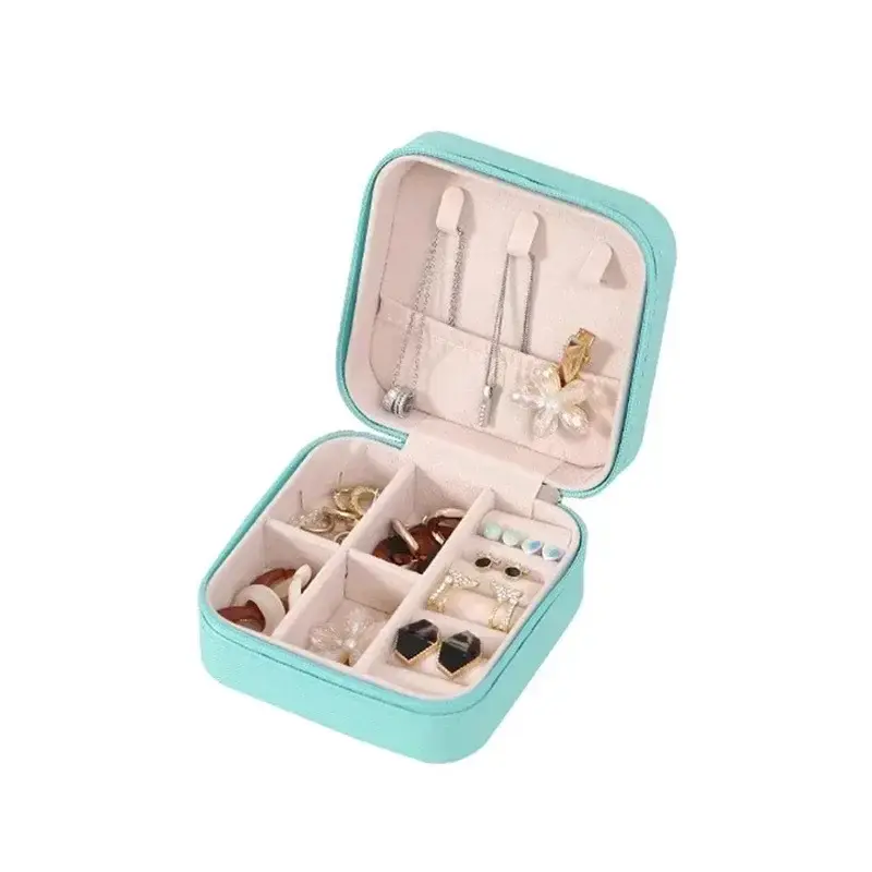 2pcs Jewelry Storage Box Portable Home Travel Earrings Necklace Storage Case for Women Ring Organizer PU Leather Display Case