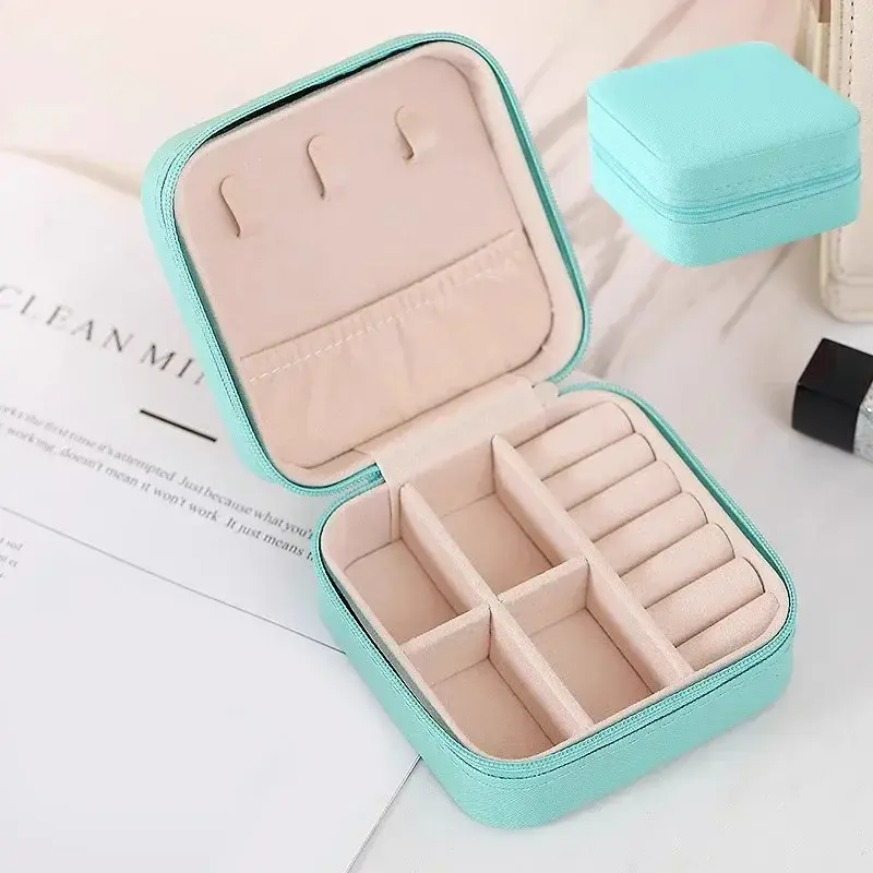 2pcs Jewelry Storage Box Portable Home Travel Earrings Necklace Storage Case for Women Ring Organizer PU Leather Display Case