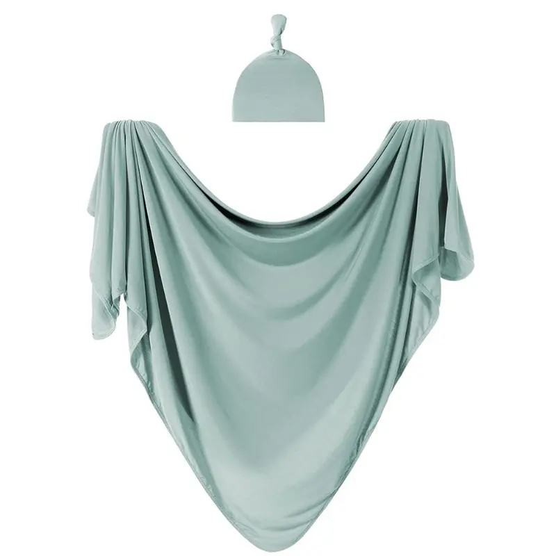Baby Solid Color Swaddle and Cap Two-piece Set Large Size Newborn Swaddle and Cap Set Wrap a Scarf Tug a Hat Newborn Supplies