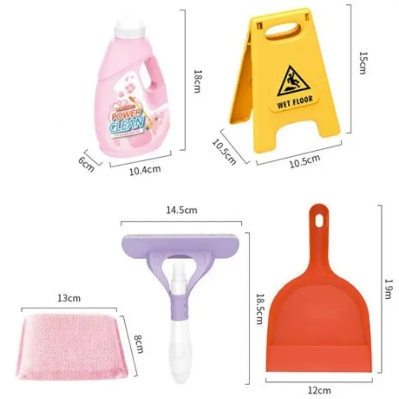 Kids Mini Simulation Cleaning Set Toys Children Pretend Play Housework Supplies Kit Broom Mop Wash Dishes Kindergarten Game Toys
