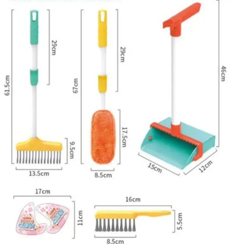 Kids Mini Simulation Cleaning Set Toys Children Pretend Play Housework Supplies Kit Broom Mop Wash Dishes Kindergarten Game Toys