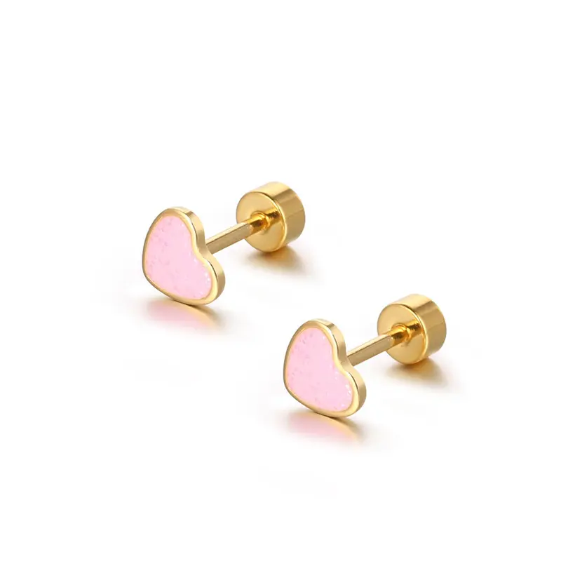 Two pairs Fashion Sweet Colorful Enamel Love Heart Small Piercing Earrings For Women Cartilage Earrings Jewelry Stud Earrings