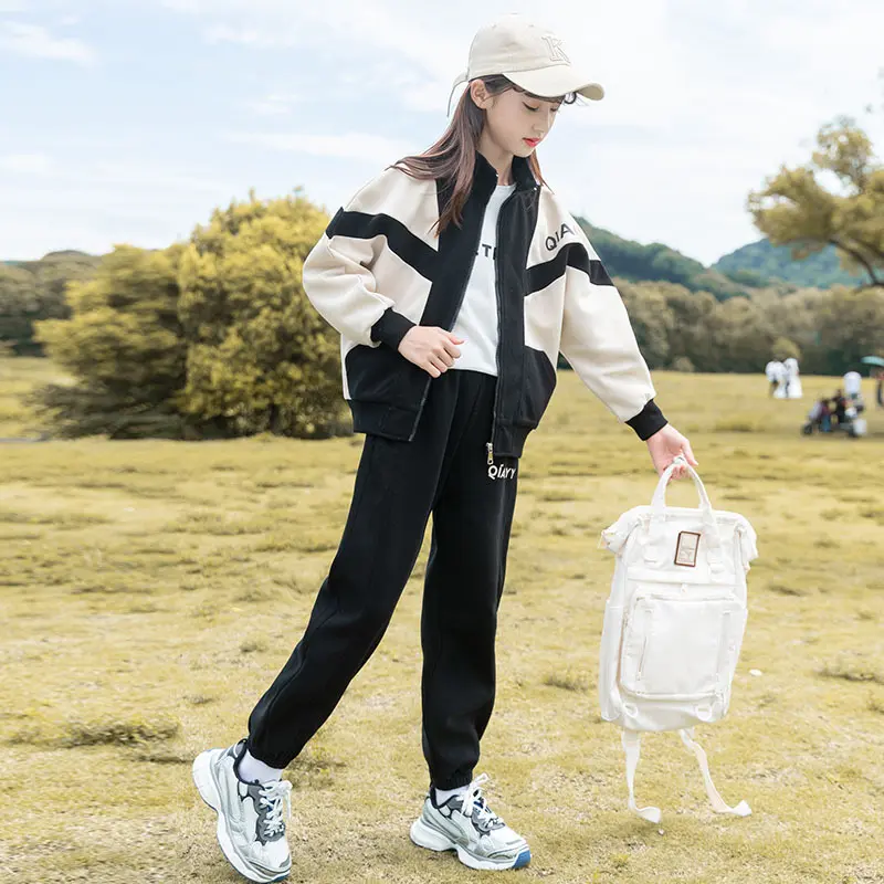 New Girls Clothing Sets Teenage Autumn Tracksuit Kids Plus Size Sportswear Suit Costume Sports Suits Children's Sets