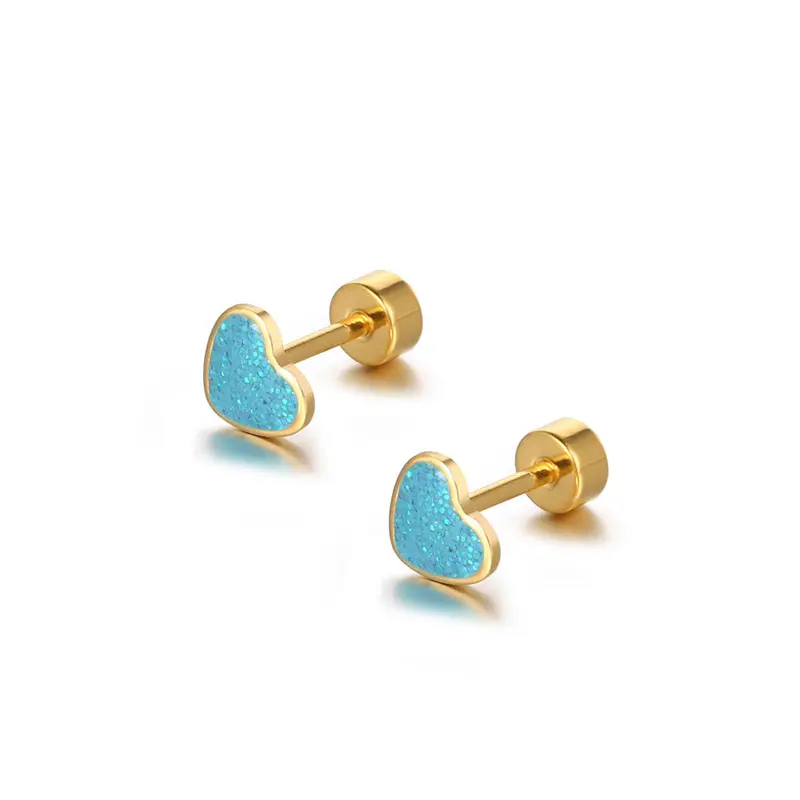 Two pairs Fashion Sweet Colorful Enamel Love Heart Small Piercing Earrings For Women Cartilage Earrings Jewelry Stud Earrings