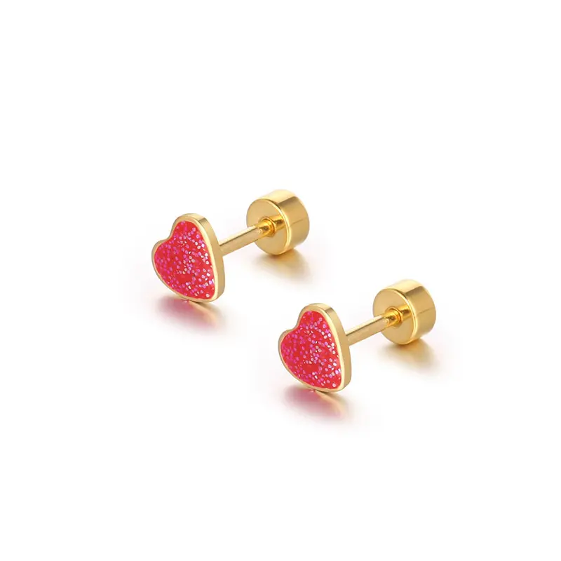 Two pairs Fashion Sweet Colorful Enamel Love Heart Small Piercing Earrings For Women Cartilage Earrings Jewelry Stud Earrings