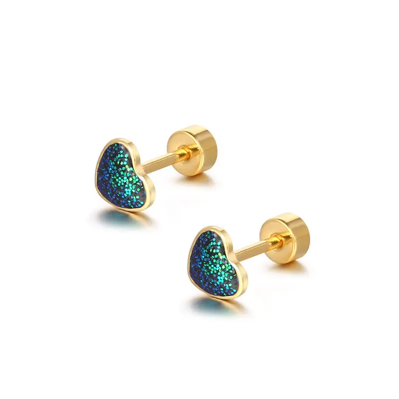 Two pairs Fashion Sweet Colorful Enamel Love Heart Small Piercing Earrings For Women Cartilage Earrings Jewelry Stud Earrings