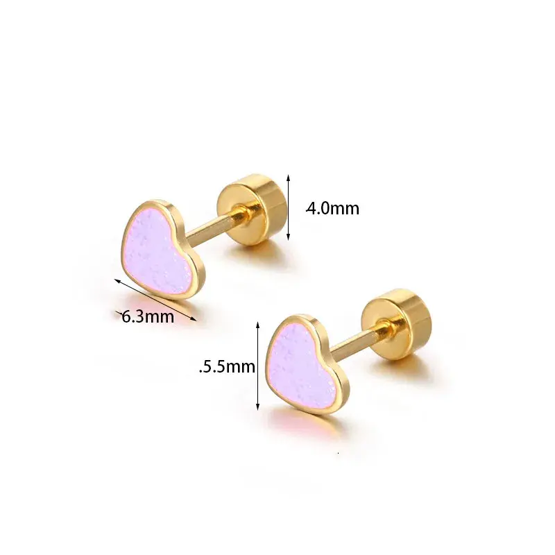 Two pairs Fashion Sweet Colorful Enamel Love Heart Small Piercing Earrings For Women Cartilage Earrings Jewelry Stud Earrings