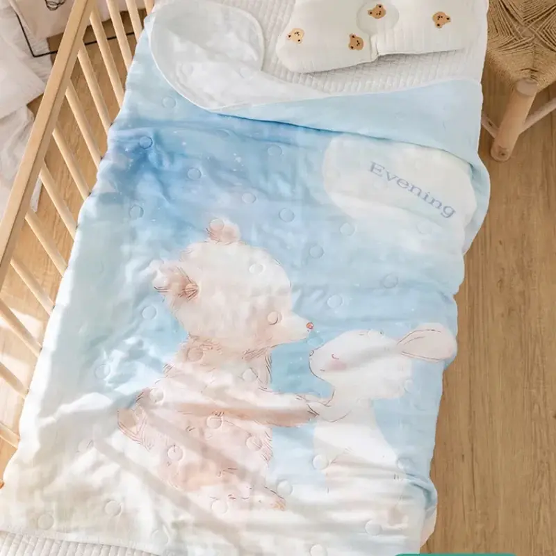 Newborn Blanket, Baby Cotton Bath Towel, Super Soft and Warm, Girl's Cute Rabbit Gift, Baby's Pure Cotton Cover Blanket