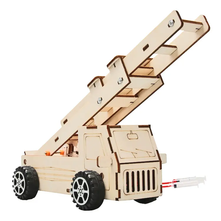 Simulate Fire Ladder Trucks DIY Physics Children Educational Manual Toys STEM Experiment Hands-On Ability Tools Gift