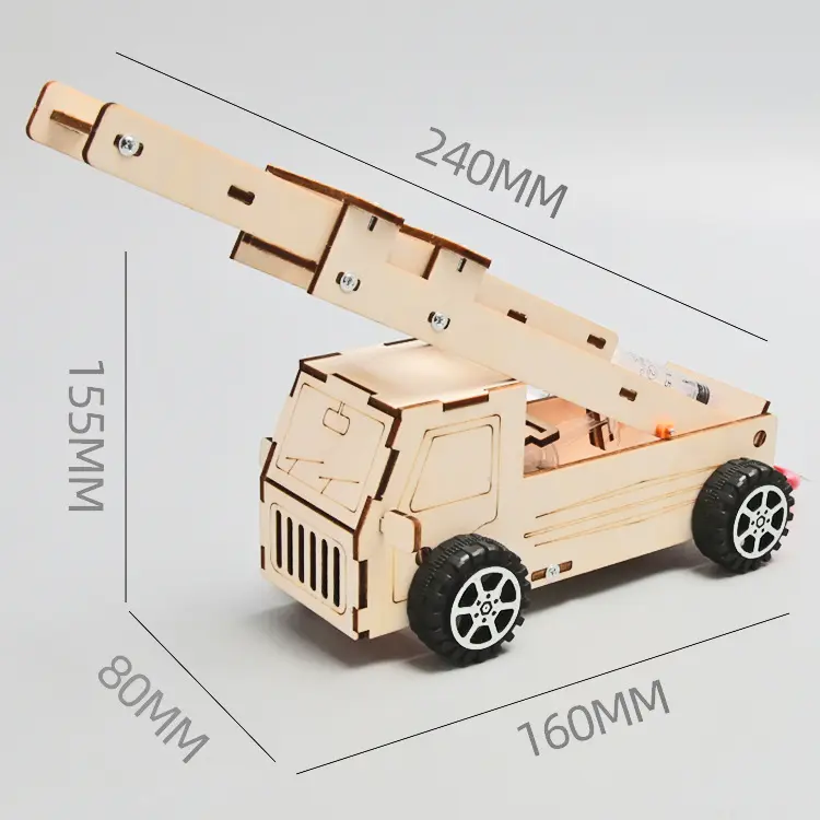 Simulate Fire Ladder Trucks DIY Physics Children Educational Manual Toys STEM Experiment Hands-On Ability Tools Gift