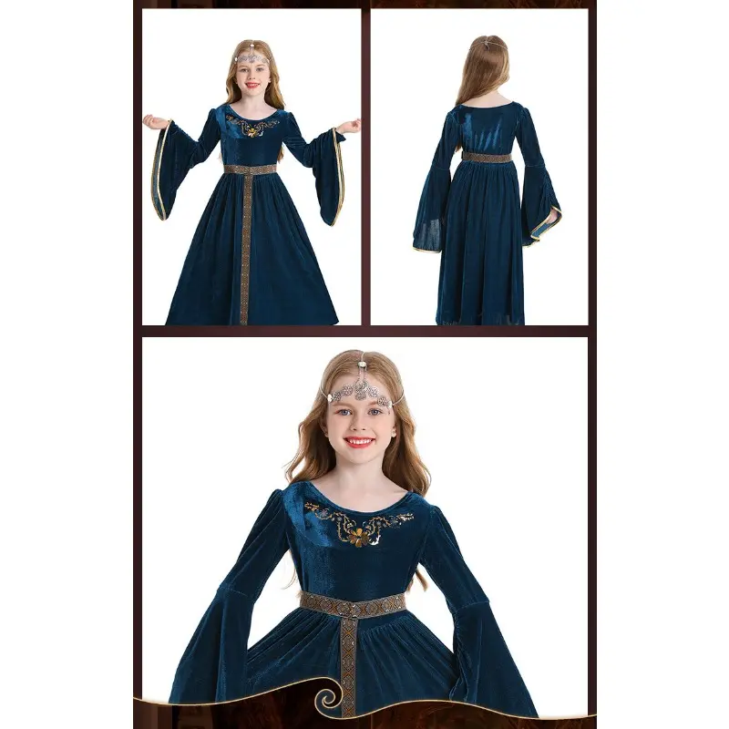 Halloween Costume Retro Court Ball Trumpet Sleeve Cosplay European Medieval Dress Middle Eastern Queen Dress Retro Court Sleeves